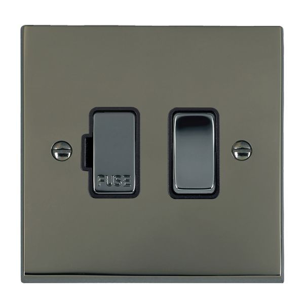 Hamilton Cheriton Victorian Black Nickel 13A Double Pole Switched Fused