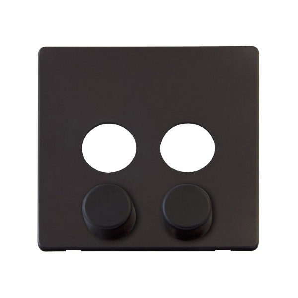 Click Definity Matt Black 2 Gang Dimmer Cover Plate with Matt Black