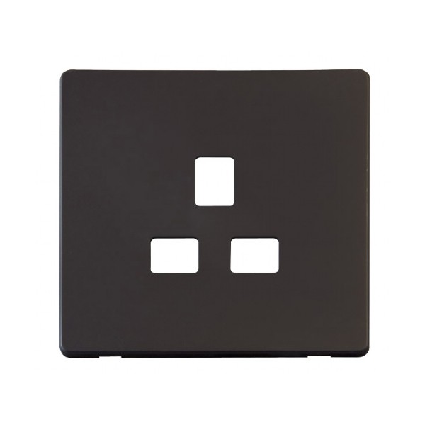 Click Definity Matt Black 1 Gang 13A Unswitched Socket Cover Plate UKES