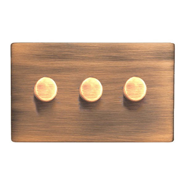 Hamilton Hartland CFX Copper Bronze 3 Gang 400W 2 Way Push On/Off ...