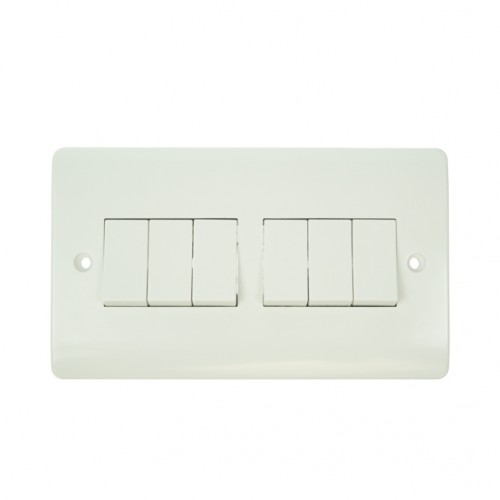 Click Mode 6 Gang White PVC Switch 6 Gang 2 Way, Switches and Sockets