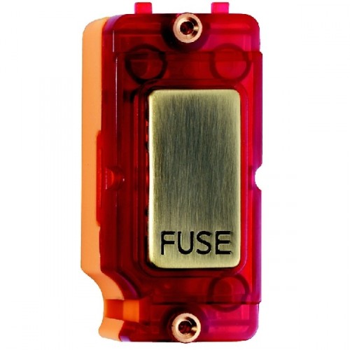 Hamilton GRIDIT 13A Fuse Module with Antique Brass Insert and Red Neon