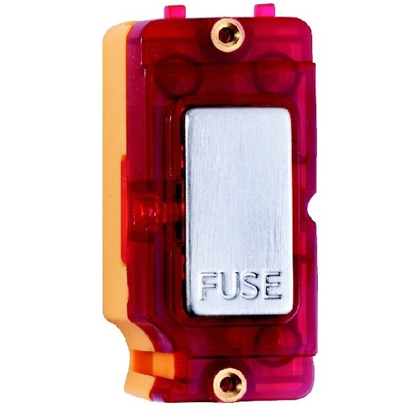 Hamilton Grid Fix Insert 13A Fuse + Red Neon Satin Chrome with Red