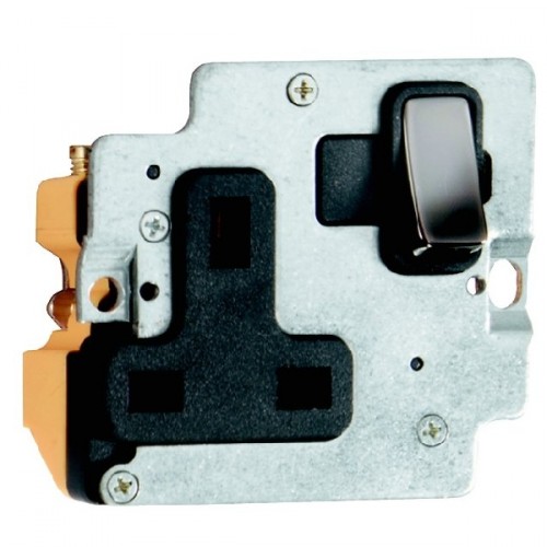 Hamilton Grid Fix Insert 1 Gang 13A Switched Socket Black Nickel/Black