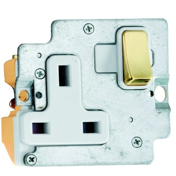 Hamilton Grid Fix Insert 1 Gang 13A Switched Socket Polished Brass
