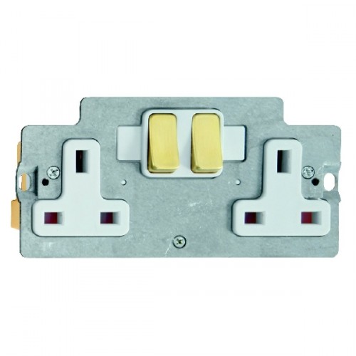 Hamilton GRIDIT 13A Double Pole Switched Socket Module with Satin