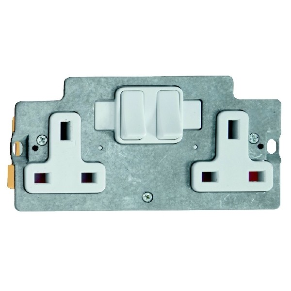 Hamilton GRIDIT 13A Double Pole Switched Socket Module with White