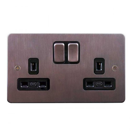 Focus SB Uxbridge UCB18.2B 2 gang 13 amp switched socket in Chocolate