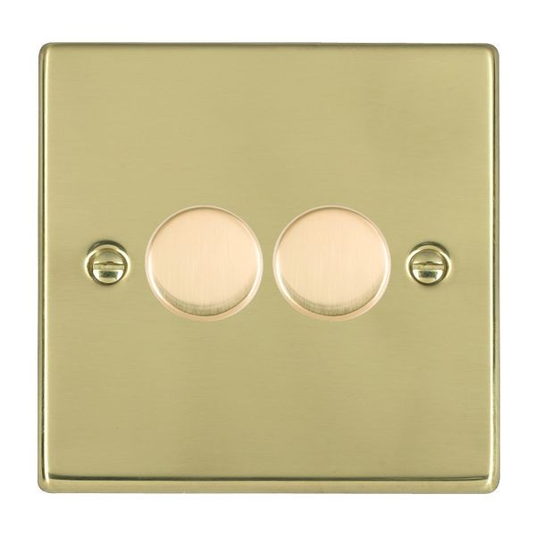 Hamilton Hartland Polished Brass Push On/Off Dimmer 2 Gang 2 way 400W with Polished Brass Insert