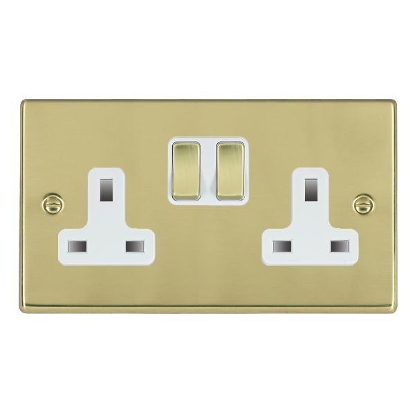 Hamilton Hartland Polished Brass 2 Gang 13A Switched Socket Double
