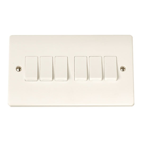 Buy Click Curva CCA105 10AX 6 Gang 2 Way Plate Switch at UK Electrical