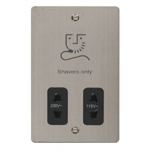 Click Define Stainless Steel Flat Plate Dual Voltage Shaver Socket with