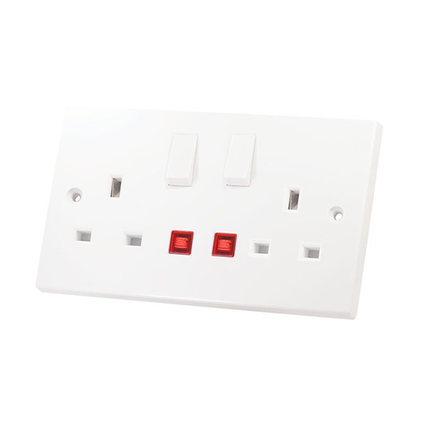 Selectric Square LG9098N 2 Gang Single Pole Switched 13A Socket with 2