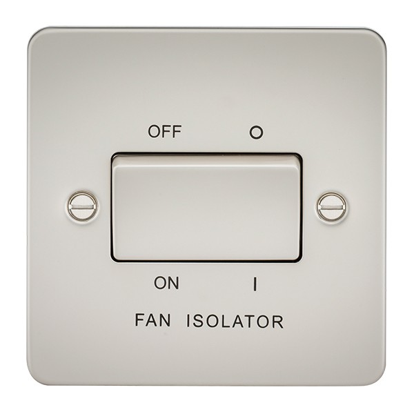 Knightsbridge Flat Plate FP1100PL Pearl 10A 3 Pole Fan Isolator Switch