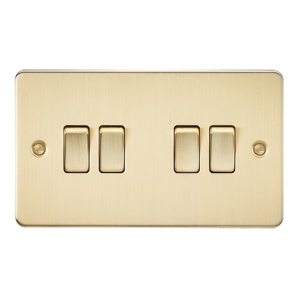 Knightsbridge Brushed Brass Toggle Switch - 10A 2 Way Flat Plate Design
