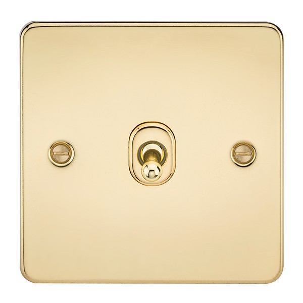 Knightsbridge Flat Plate FP1TOGPB Polished Brass 10A 1 Gang 2 Way