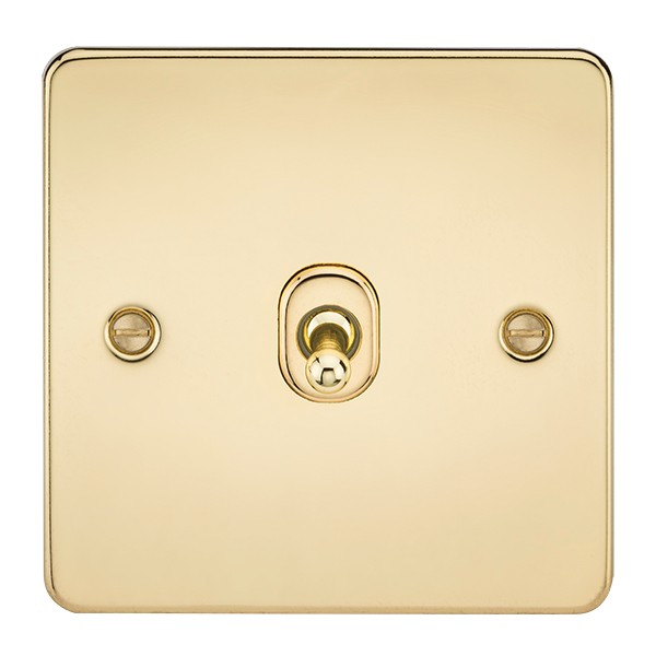 Knightsbridge Flat Plate FP12TOGPB Polished Brass 10A 1 Gang