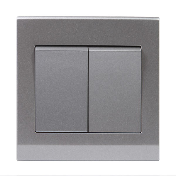 Retrotouch Simplicity Mid Grey 2 Gang 2 Way Mechanical Light