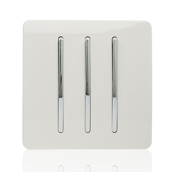Trendi Ice White 3 Gang 1 Way Rocker Light Switch At UK Electrical Supplies