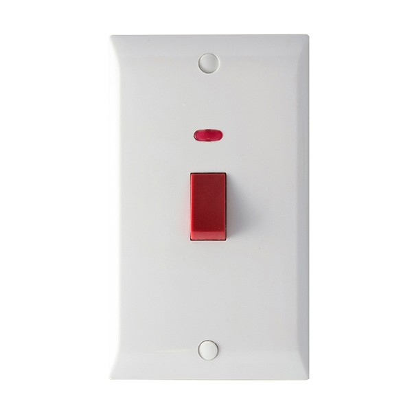 Hamilton Vogue 45A 2 Gang Double Pole Switch w/ Neon at UK Electrical