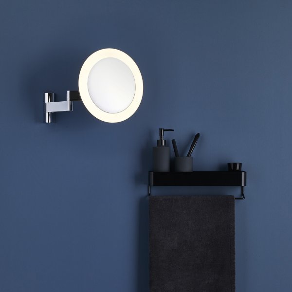 Astro Niimi Round Polished Chrome LED Illuminated Magnifying Bathroom Mirror (1163001) UKES
