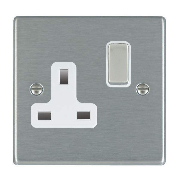 Hamilton Hartland Satin Steel 1 Gang 13A Switched Socket Double Pole