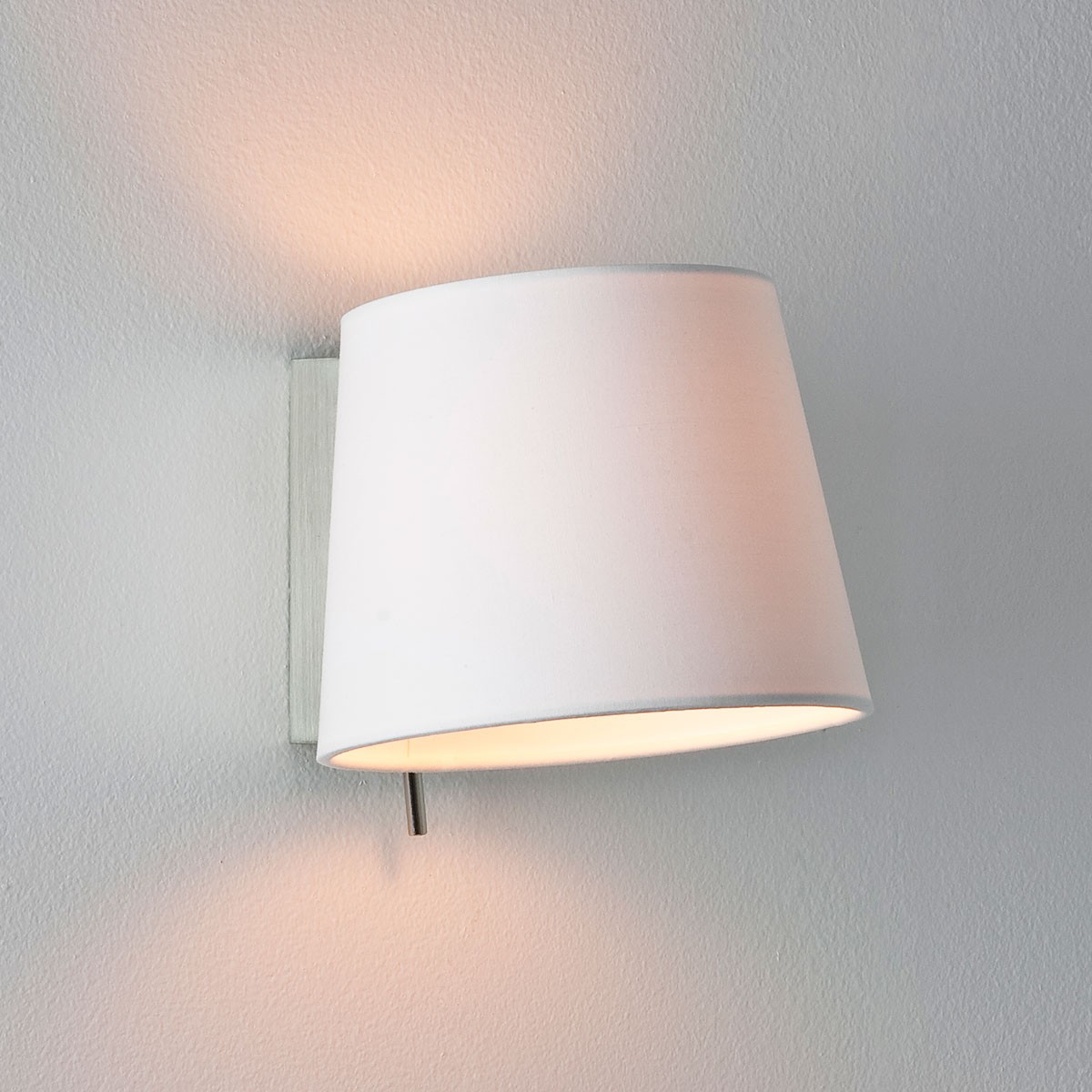 Astro Sala Brushed Nickel Wall Light with White Shade at UK Electrical Supplies.