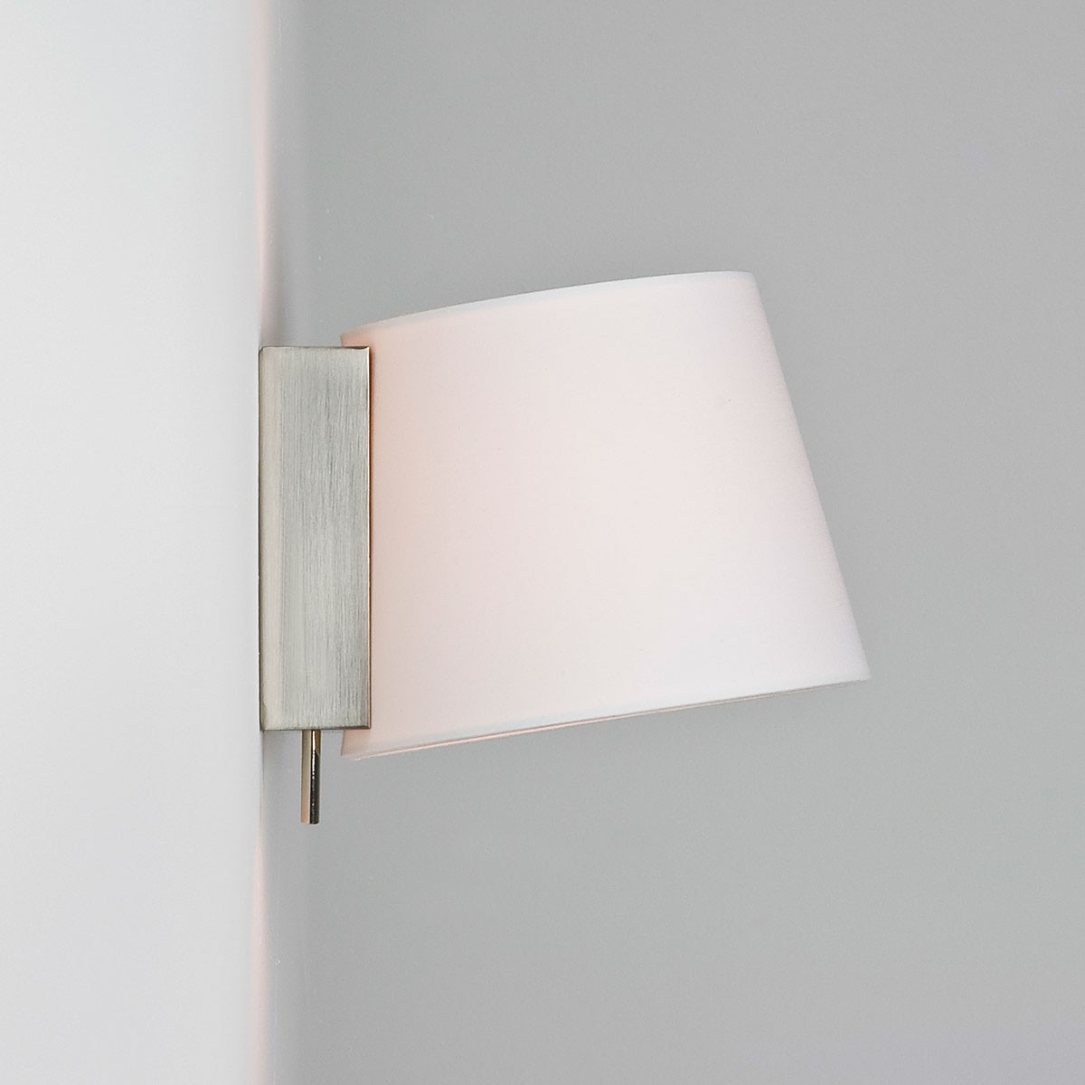 Astro Sala Brushed Nickel Wall Light with White Shade at UK Electrical Supplies.
