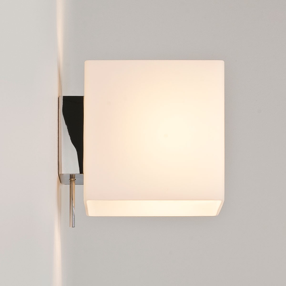Astro Luga Switched Painted Silver and White Glass Wall Light at UK Electrical Supplies.