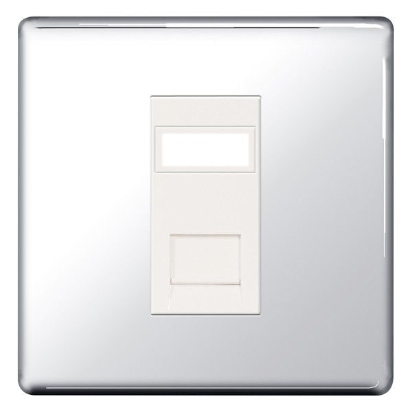 BG Electr... Nexus Flatplate Screwless Polished Chrome RJ45 Data Outlet 1 gang