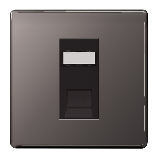 BG Electr... Nexus Flatplate Screwless Polished Chrome RJ45 Data Outlet 1 gang