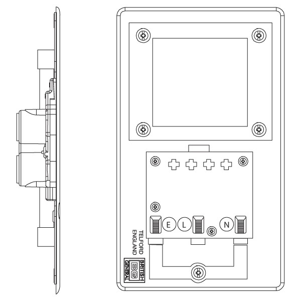 Presa Rasoio BG Electrical NBS20G Acciaio Spazzolato – Doppia Tensione 115V/240V Con Garanzia 25 Anni