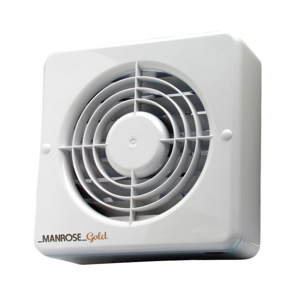 Manrose Gold 150mm Automatic Shutter Extractor Fan with Pullcord Switch