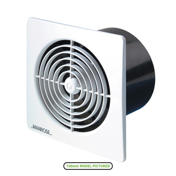 Manrose Lo Profile 150mm Square White Extractor Fan | UKES