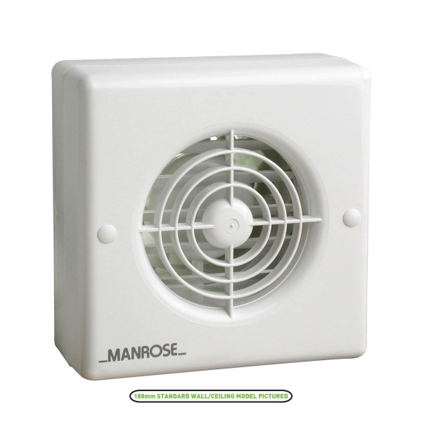 Manrose 150mm Automatic Shutter Window Extractor Fan with Pullcord