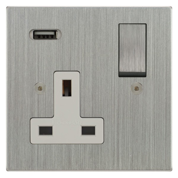 Focus SB Horizon Square Corners USB Socket (NHSC68-1W) at UKES