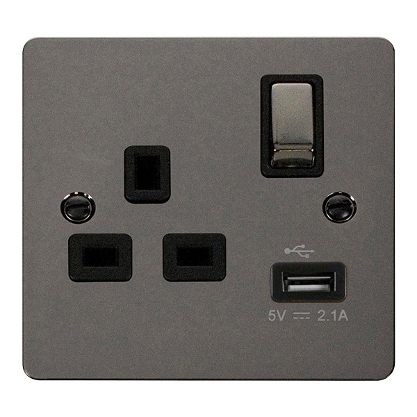 Click Define Black Nickel Flat Plate Ingot 1 Gang 13A Single Pole ...