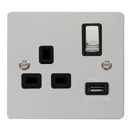 Click Define 1 Gang USB Socket (FPCH571BK) at UK Electrical Supplies