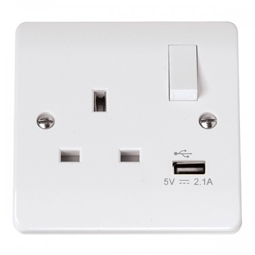 Click Curva 13A 1 Gang USB Socket (CCA771) at UK Electrical Supplies