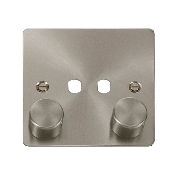 Click Define Brushed Steel 2 Gang Dimmer Plate UKES
