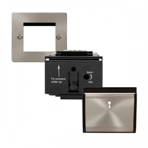 Click Define Flat Plate Card Switch W Brushed Steel Black Cover UKES