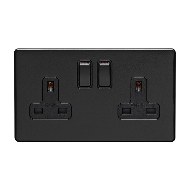 Eurolite Concealed 3mm 2 Gang 13a Switched Socket Ecmb2so B Ukes 