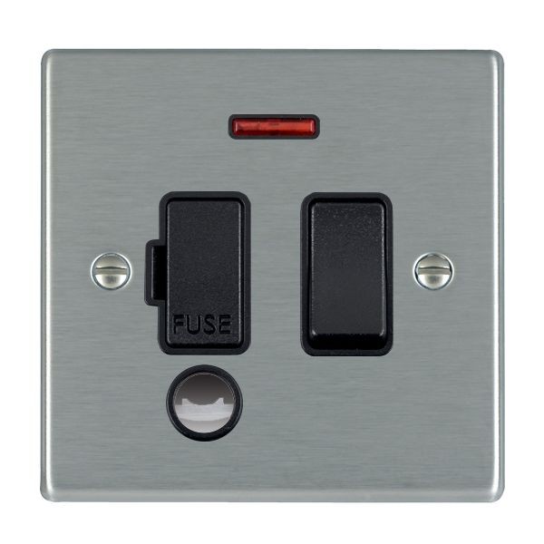 Hamilton Hartland Lacquered Satin Steel 13A Double Pole Switched Fused