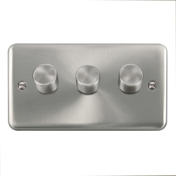 Click Deco Plus Satin Chrome 3 Gang 2 Way 400Va Dimmer Switch with