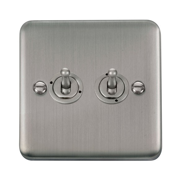 Click Deco Plus Stainless Steel 2 Gang 2 Way 10AX Toggle Switch with