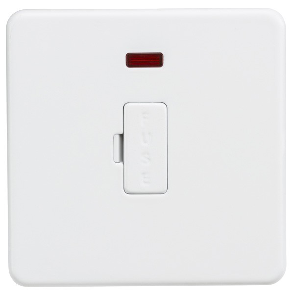 Knightsbridge Screwless Matt White 13A 1 Gang Fused Spur Unit with Neon