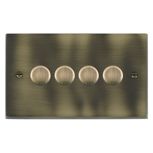 Hamilton Cheriton Victorian Antique Brass 4 Gang 100W 2 Way Push On/Off ...