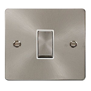 Click Single Light Switch Click Brushed Steel Flat Plate Single Light Switch with White Insert ...