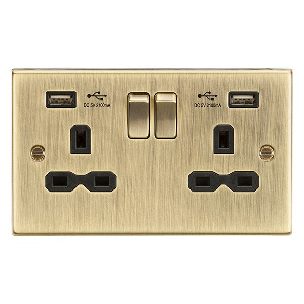 Knightsbridge Decorative 13a 2 Gang Switched Usb Socket Cs92ab