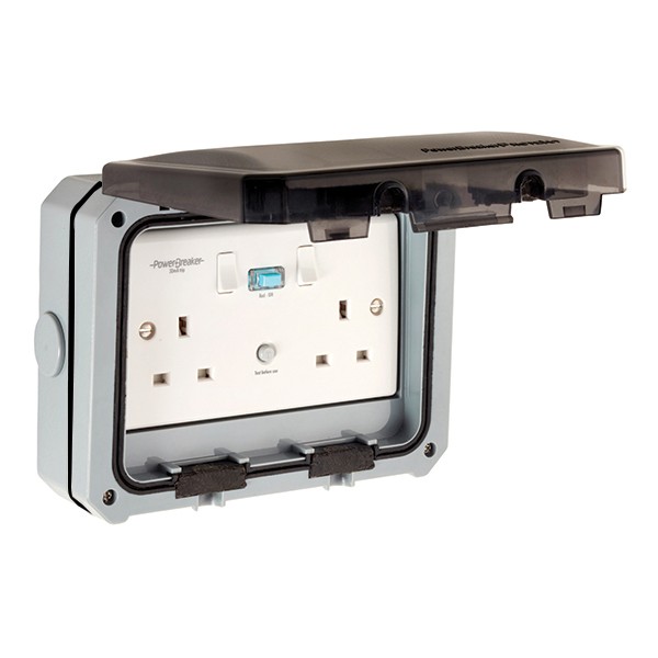 PowerBreaker ProteKt Weatherproof 2 Gang 13A Switched RCD Socket ...